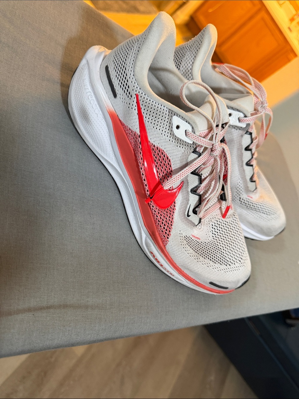 Nike Reactx Women's Athletic Sneakers - White with Coral Red Swoosh